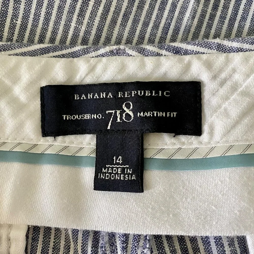 Banana Republic Linen Trousers 718 Martin Fit Size 14